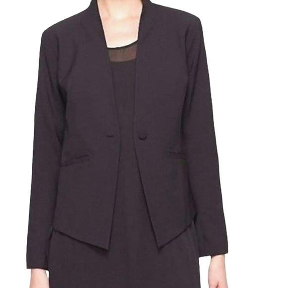 Eileen Fisher Black Wool Blend Stretch One Button Jacket sz 6 EUC - Picture 8 of 11